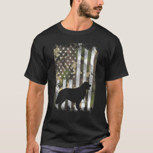 Camo Flag Golden Retriever Vintage Patriotic Dog L T-Shirt