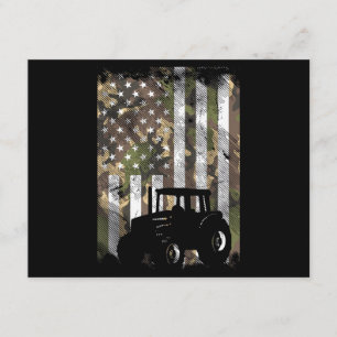 Camo Flag Tractor Vintage Farm Truck Patriotic Far Enclosure Card