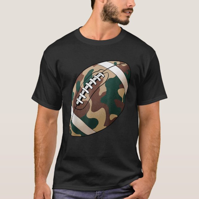 Camo Football Coquette Bow Camouflage Football Gam T-Shirt (Front)