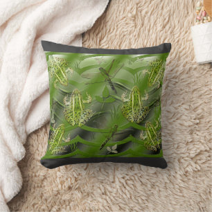 Camo Frogs Dragonflies Cushion