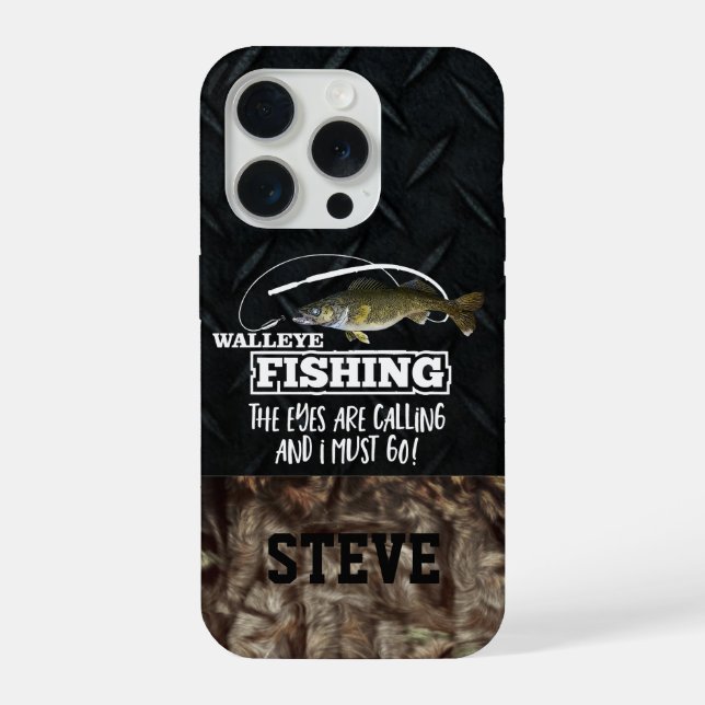 Camo Funny Walleye Fishing Quote Name Angler iPhone Case (Back)