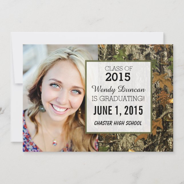 Camo Graduation Personalised Announcement (Front)
