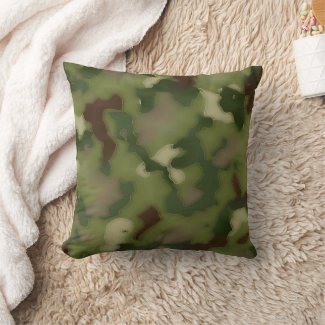 Camo Green Black Grey Decorative Pillow (Blanket)