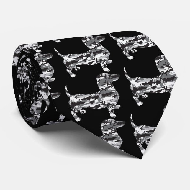 Camo-Grey-Doxie Tie (Rolled)