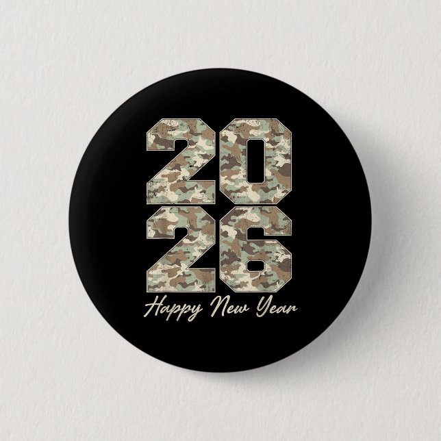 Camo Happy New Year Party 2026 Family Matching Cos 6 Cm Round Badge (Front)