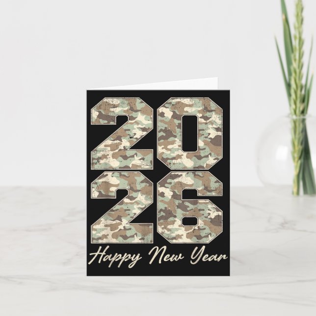 Camo Happy New Year Party 2026 Family Matching Cos Card (Front)