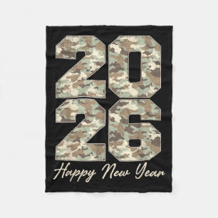 Camo Happy New Year Party 2026 Family Matching Cos Fleece Blanket