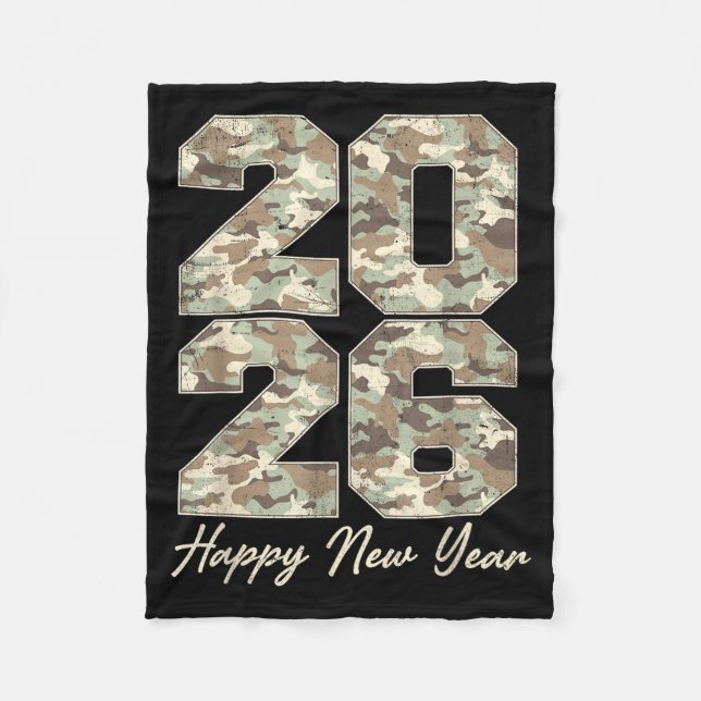 Camo Happy New Year Party 2026 Family Matching Cos Fleece Blanket (Front)