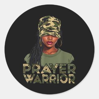 Camo Hat Prayer Warrior God Jesus Christian Black  Classic Round Sticker