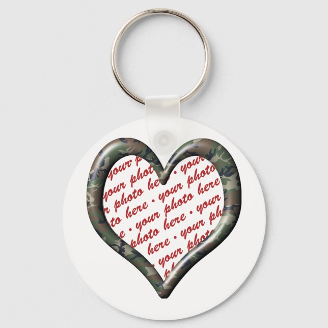 Camo Heart - Forest - Template Photo Frame Key Ring (Front)