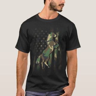 Camo Horse and Flag Patriotic for Ranch Life T-Shirt