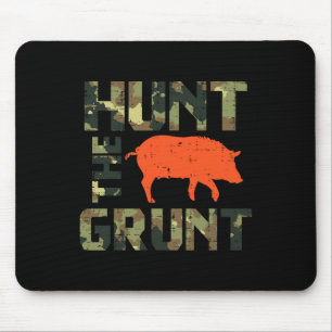 Camo Hunt The Grunt Hog Vintage Wild Boar Hunting  Mouse Pad