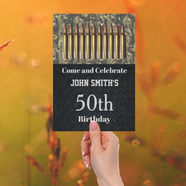 Camo Hunting Ammo Birthday Party Men's Invitations (Creator Uploaded)