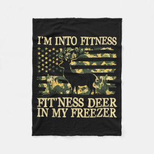 Camo Hunting I'm Into Fitness Fit Ness Deer Zer Hu Fleece Blanket