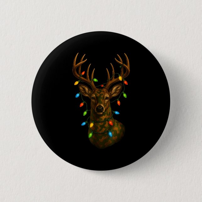 Camo Hunting Reindeer Deer Christmas Holiday Xmas  6 Cm Round Badge (Front)