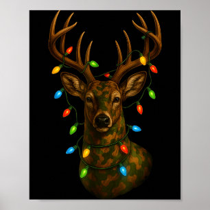 Camo Hunting Reindeer Deer Christmas Holiday Xmas  Poster