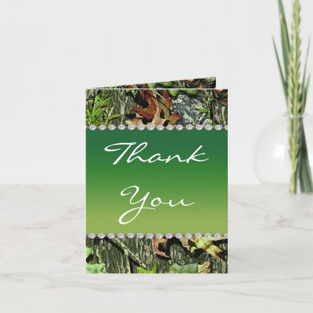 Camo Hunting Themed Wedding Thank You Cards - Tall (Front)
