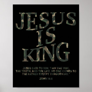 Camo Jesus Is King Shirt Christian Youth Men God S Poster