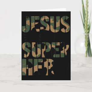 Camo Jesus Is My Superhero Toddler Boys Camouflage Card
