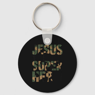Camo Jesus Is My Superhero Toddler Boys Camouflage Key Ring