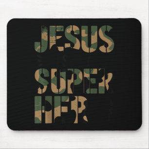 Camo Jesus Is My Superhero Toddler Boys Camouflage Mouse Pad