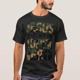Camo Jesus Is My Superhero Toddler Boys Camouflage T-Shirt