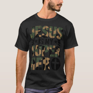 Camo Jesus Is My Superhero Toddler Boys Camouflage T-Shirt