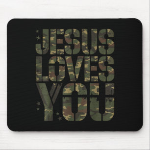 Camo Jesus Loves You Teen Girl Funny Christian Bib Mouse Pad