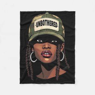 Camo Juneteenth Unbothered Black Girl Loc'd _1 Fleece Blanket