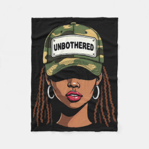 Camo Juneteenth Unbothered Black Girl Loc'd _3 Fleece Blanket