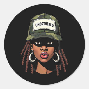Camo Juneteenth Unbothered Black Girl Loc'd _7  Classic Round Sticker