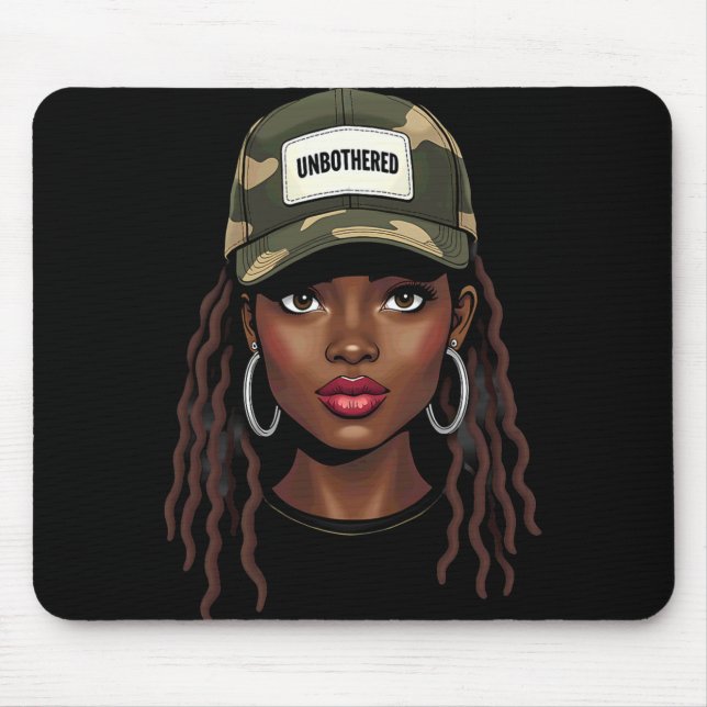 Camo Juneteenth Unbothered Black Girl Loc'd _8  Mouse Pad (Front)
