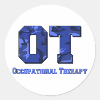 camo letters dark blue classic round sticker