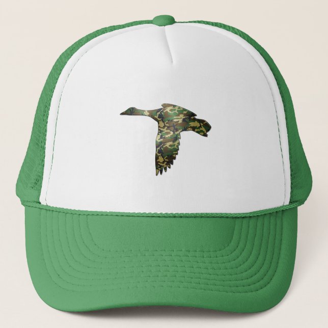 Camo - Mallard Duck in Flight Trucker Hat (Front)