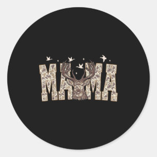 Camo mama deer hunting camouflage mother's day classic round sticker