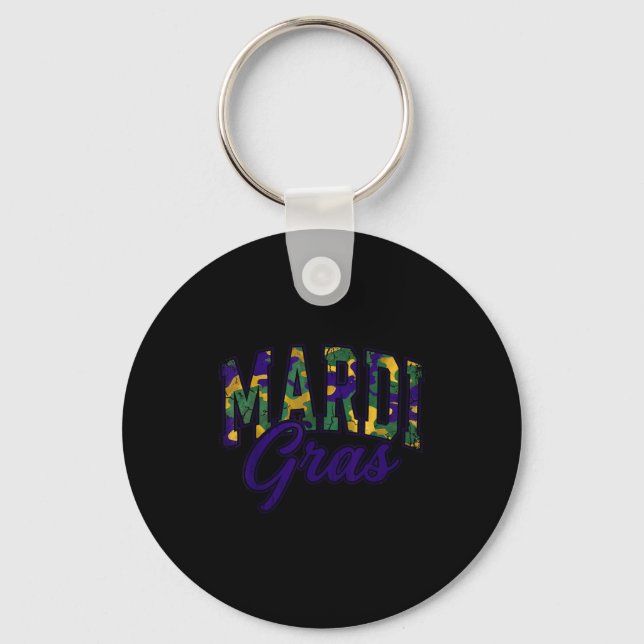 Camo Mardi Gras Hunting Buck Key Ring (Front)