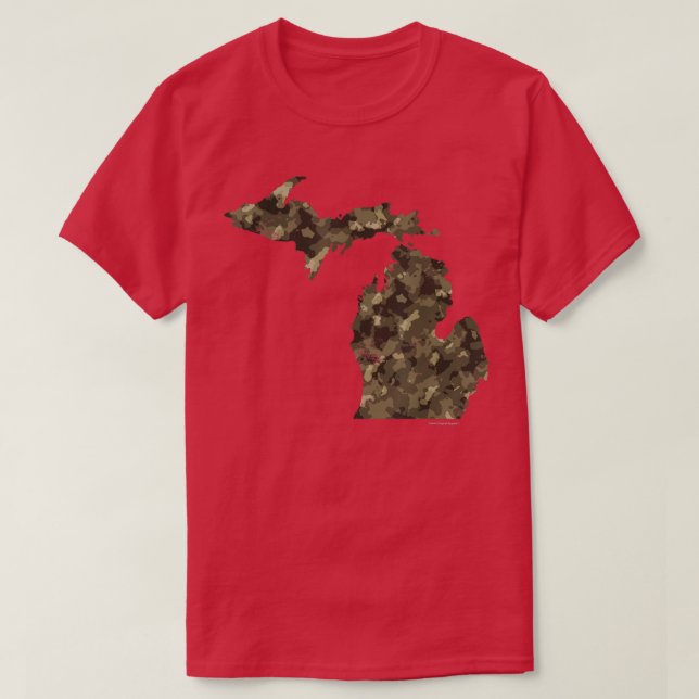 Camo  Michigan State Map Detroit Mitten  T-Shirt (Design Front)
