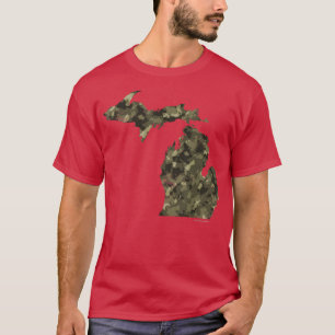 Camo  Michigan State Map Detroit Mitten  T-Shirt