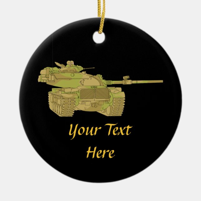 Camo Military Tank Design Ceramic Tree Decoration (Front)