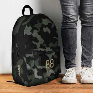 Camo Name Number Back to School Camouflage Modern Printed Backpack