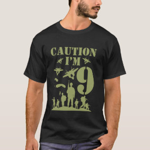 Camo Nine Birthday Boy Military 9th Party Boys Age T-Shirt