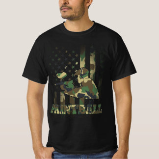 Camo Paintball Player American Flag USA Military T T-Shirt