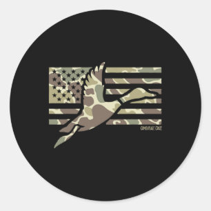 Camo Patriotic Mallard Duck Camouflage Flying Duck Classic Round Sticker