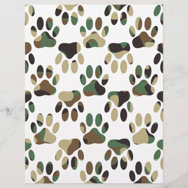 Camo Pattern Dog Paw Print (Front)