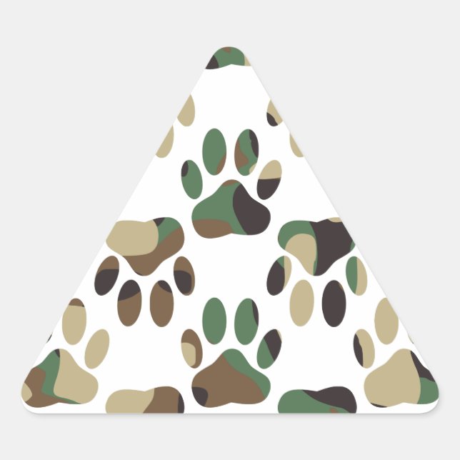 Camo Pattern Dog Paw Print Triangle Sticker (Front)