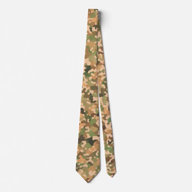 Camo Pattern - Green Orange Brown Black Tie (Front)