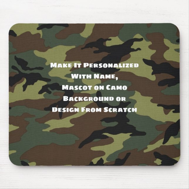 Camo Pattern Mouse Pad, Personalised Name Mascot Mouse Pad (Front)