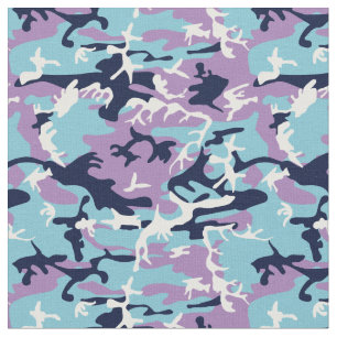 Camo Pattern - Purple Navy Blue White Fabric