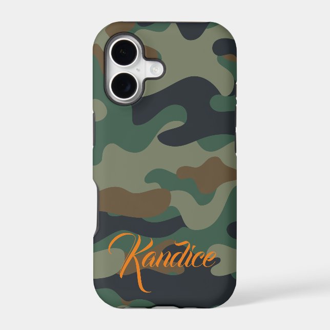 Camo Pattern with Orange Monogram (Back)