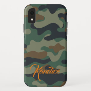 Camo Pattern with Orange Monogram Case-Mate iPhone Case